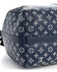 Calfskin Shadow Monogram Keepall Bandouliere 50 Ink Blue White