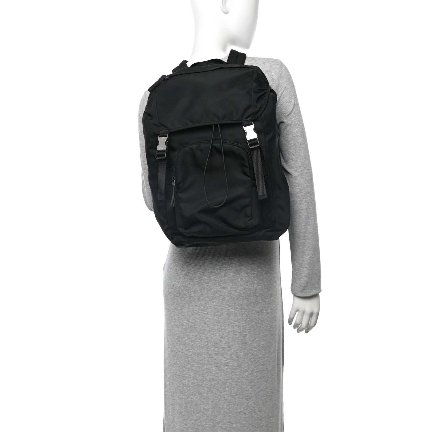 Tessuto Nylon Montagna Double Buckle Backpack Black