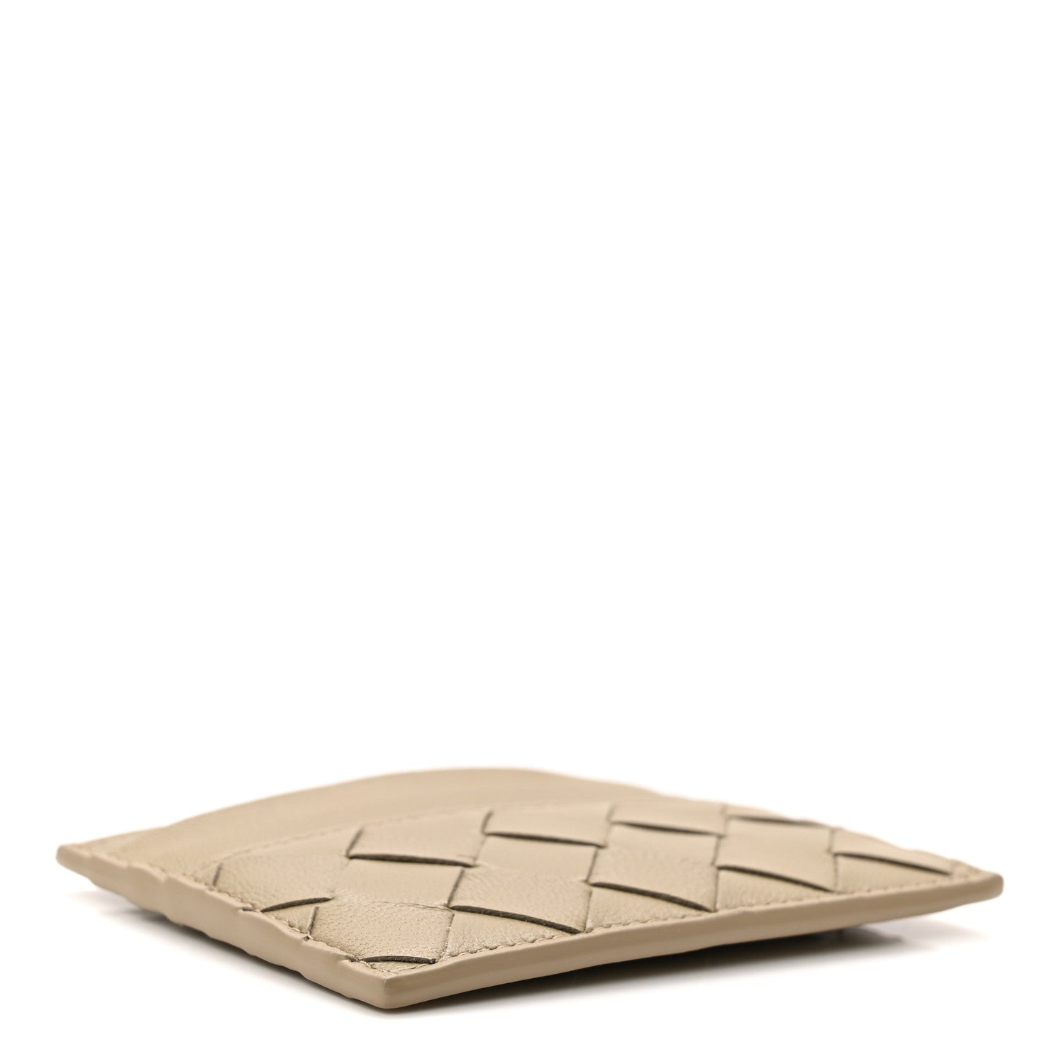 Nappa Intrecciato Credit Card Case Travertine