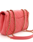 Caviar Quilted Small CC Filigree Flap Coral