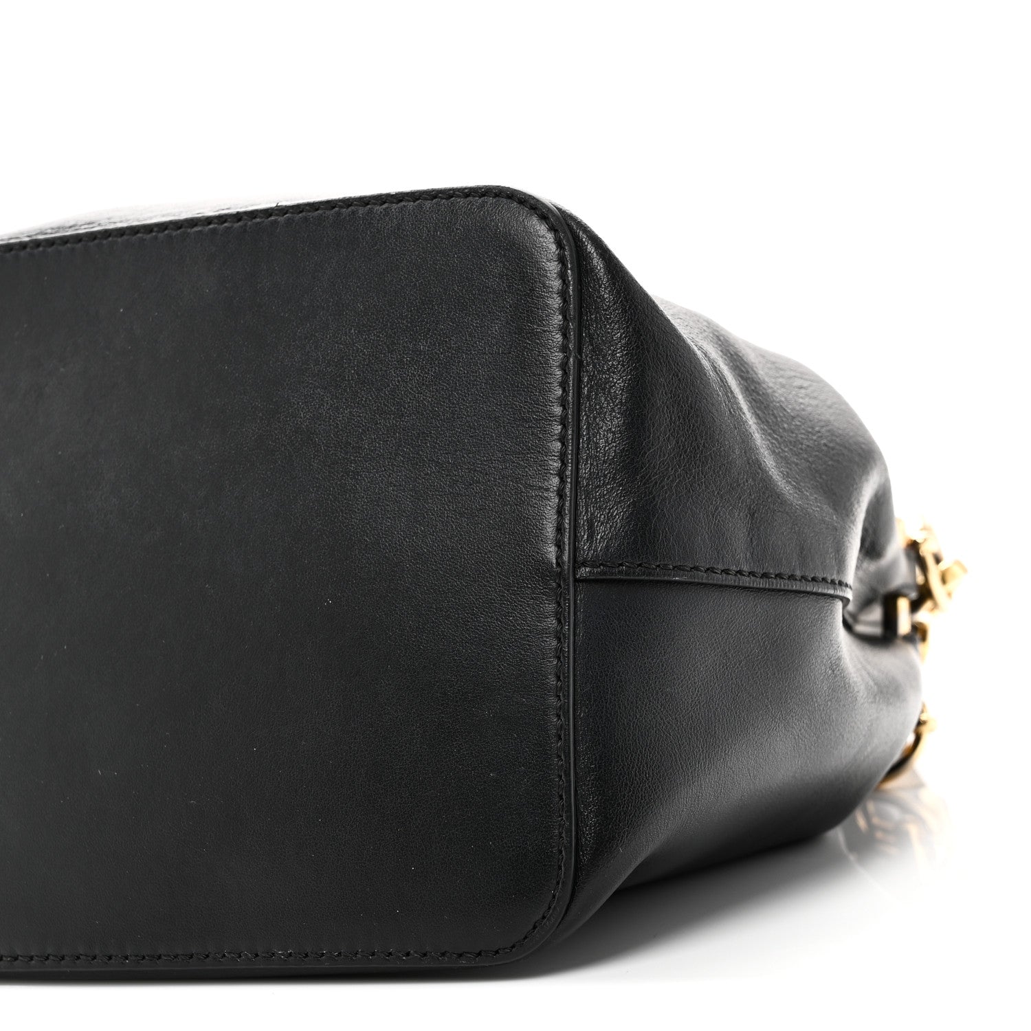 Vitello Century Matte F is FNDI Stamp Patch Bi-Color Grande Mon Tresor Bucket Bag Black Maya Fragola