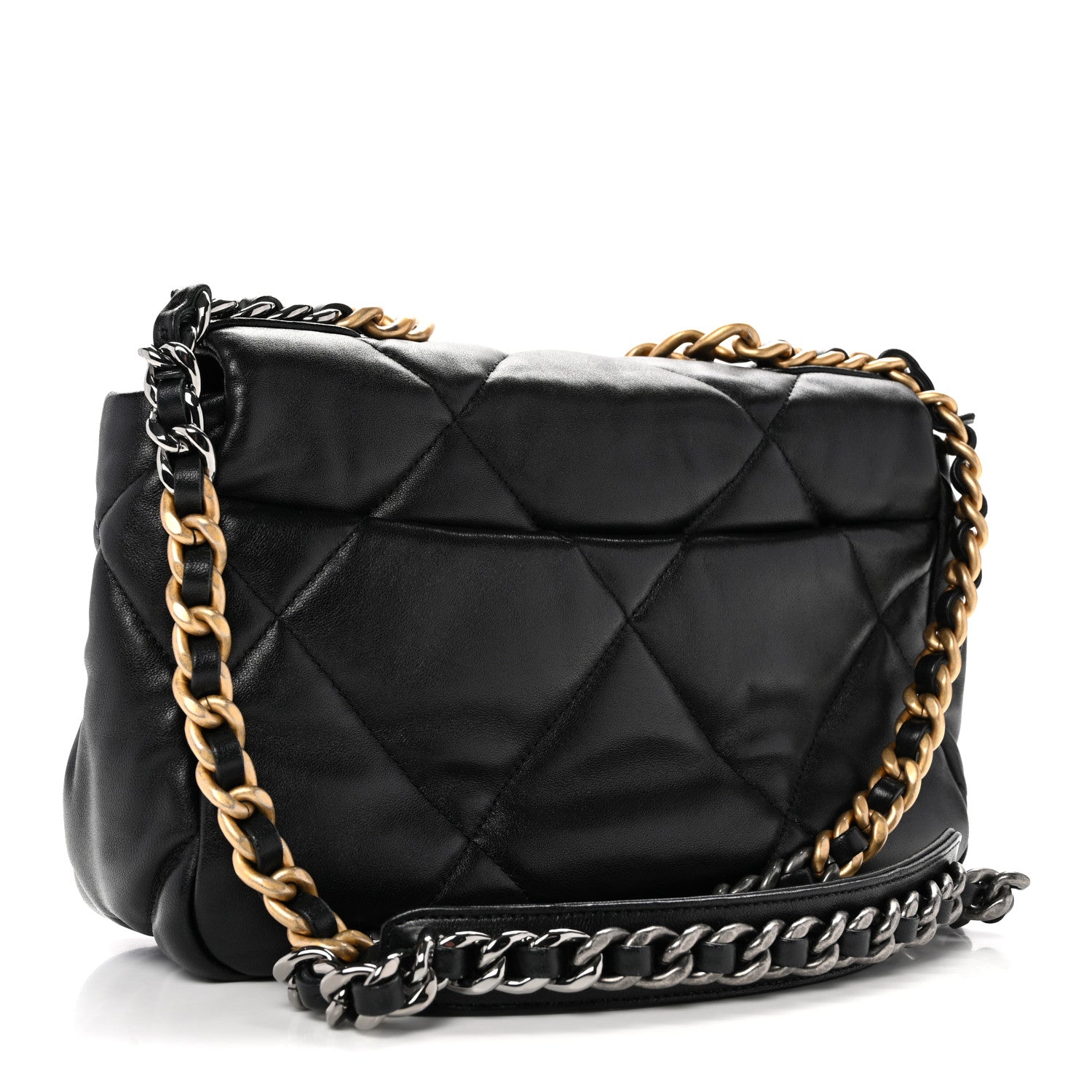 Goatskin Quilted Medium CHNL 19 Flap Black