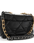 Goatskin Quilted Medium CHNL 19 Flap Black
