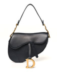 Grained Calfskin Saddle Bag Black
