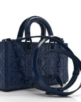 Calfskin Cannage Diamond Medium Lady D-Joy Navy Blue