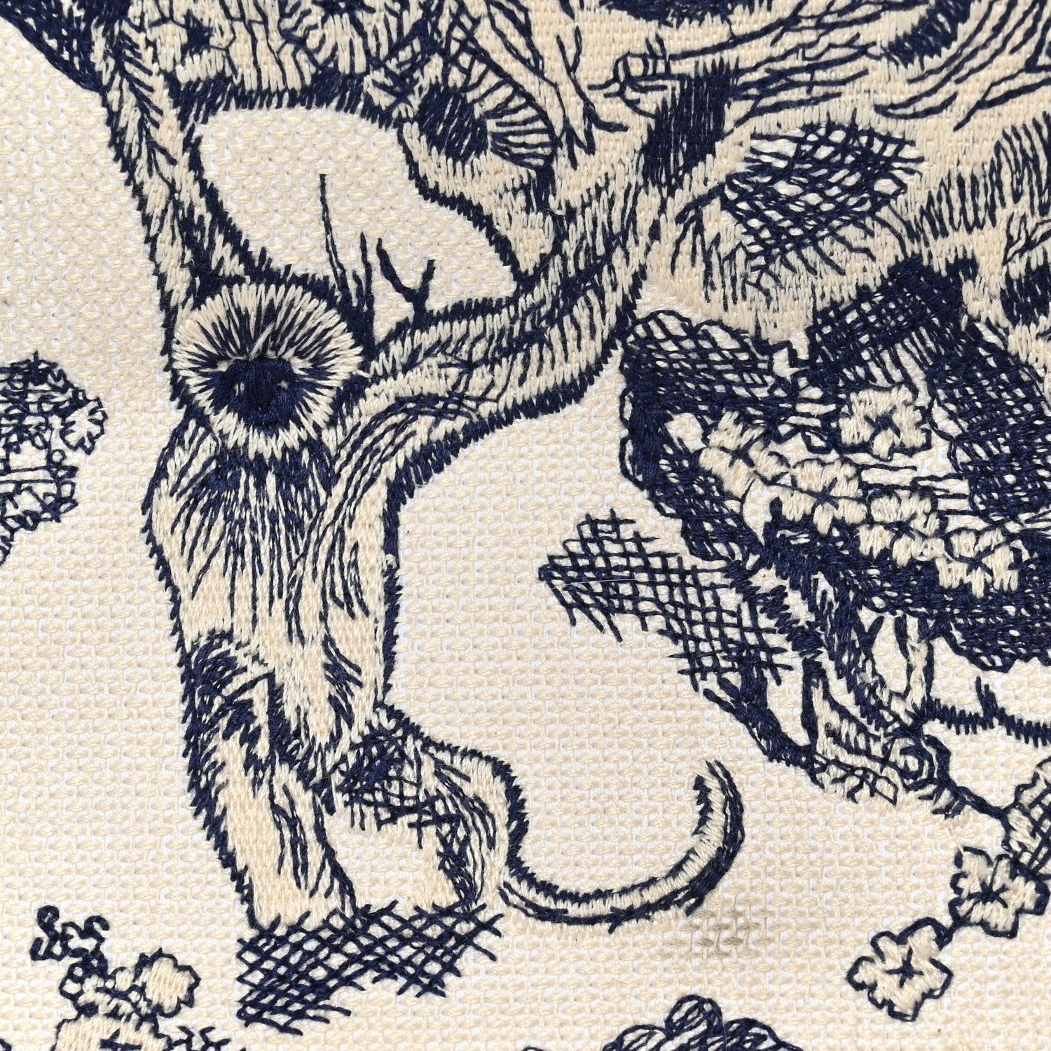 Canvas Embroidered Large D1ORiviera Toile De Jouy Book Tote Blue