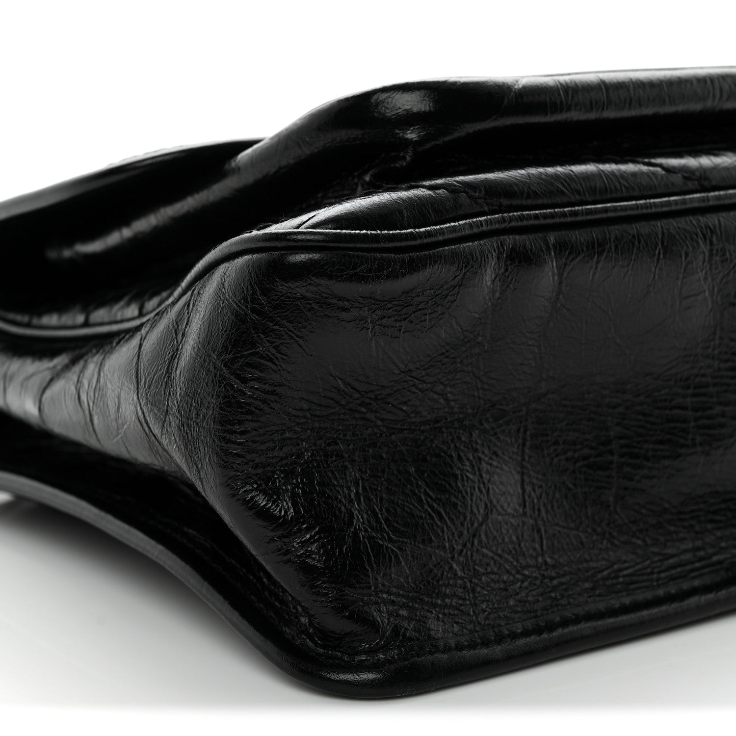 Crinkled Calfskin Matelasse Monogram Medium Niki Chain Satchel Black