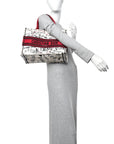 Canvas Embroidered Medium D1ORamour Graffiti Book Tote Latte Multicolor