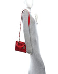 Lambskin Cannage Small Lucky Badges Lady D1OR Red