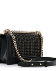 Calfskin Braided Medium Boy Flap Black