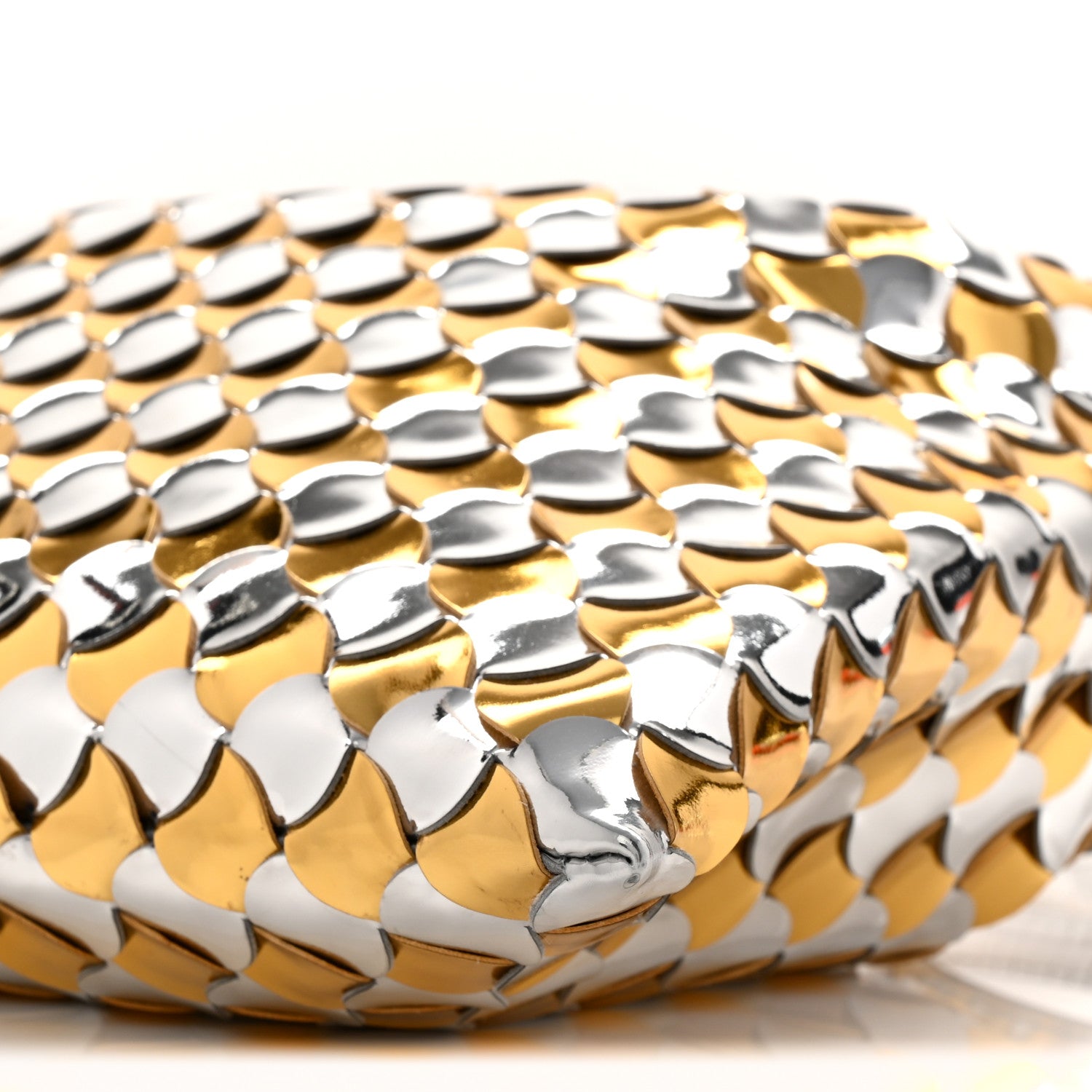 Metallic Lambskin Intrecciato Mini Hop Silver Gold