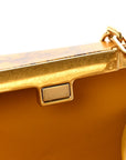 Spazzolato Calfskin Chain Clutch Gold Marble