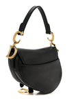Grained Calfskin Mini Saddle Bag Black