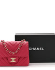 Lambskin Chevron Quilted Mini Square Flap Fuchsia