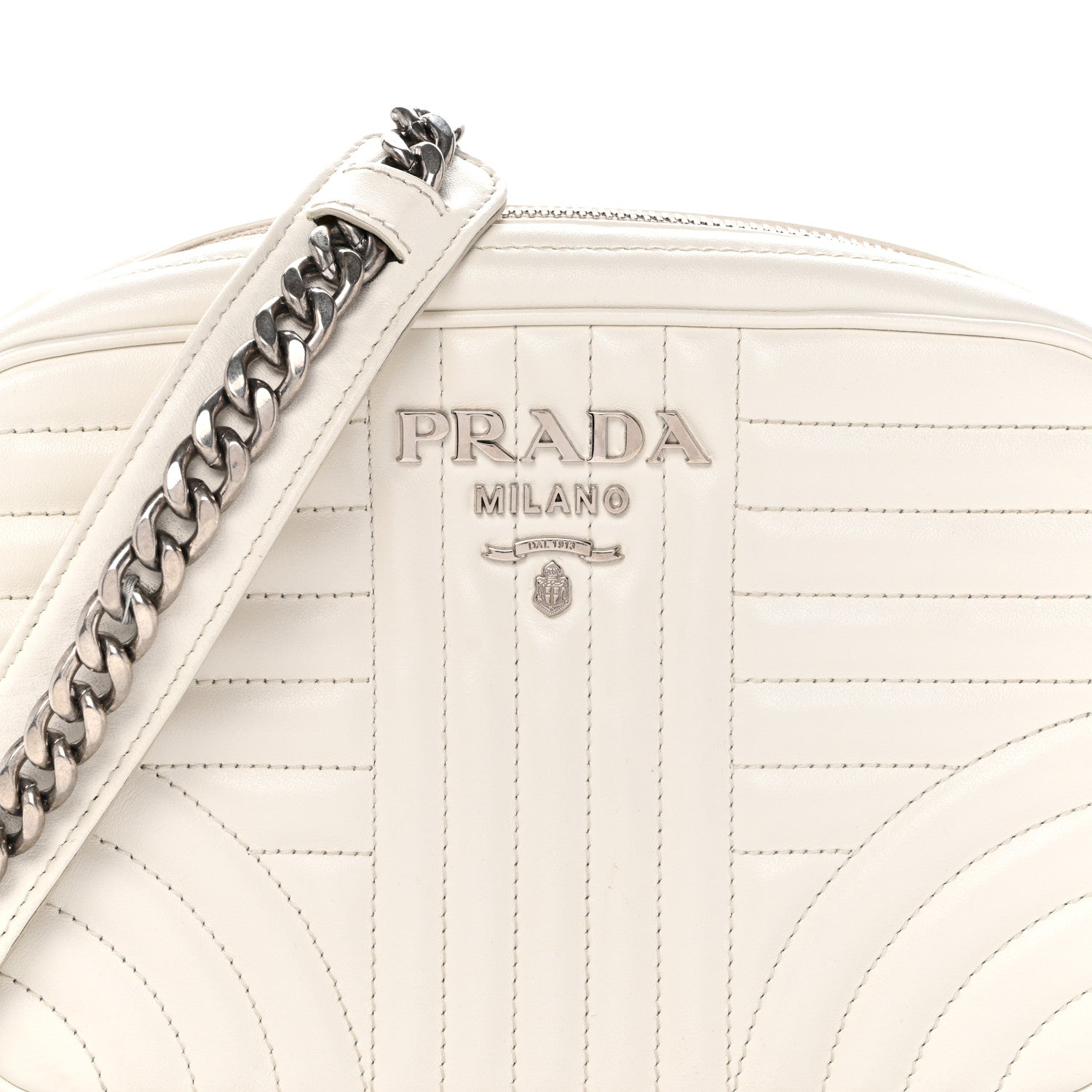 Soft Calfskin Diagramme Camera Bag White