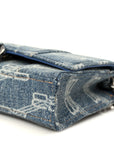 Denim BB Monogram Hourglass Chain Bag Blue