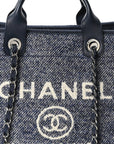 Mixed Fibers Calfskin Medium Deauville Tote Blue