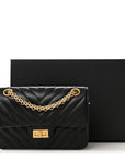 Aged Calfskin Chevron Quilted 2.55 Reissue Mini Flap Black