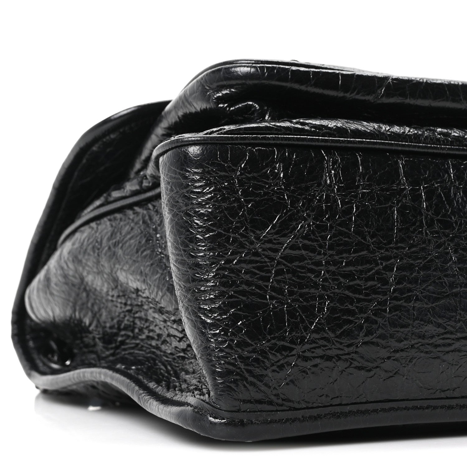 Crinkled Calfskin Matelasse Monogram Medium Niki Chain Satchel Black