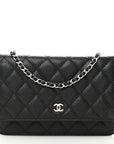 Caviar Quilted Wallet on Chain WOC Black