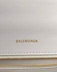 Calfskin Crocodile Embossed Small Hourglass Top Handle Bag White