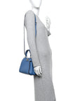 Cuoio Romano Selleria Macro Stitchings Mini Peekaboo Iconic Satchel Argento Blue