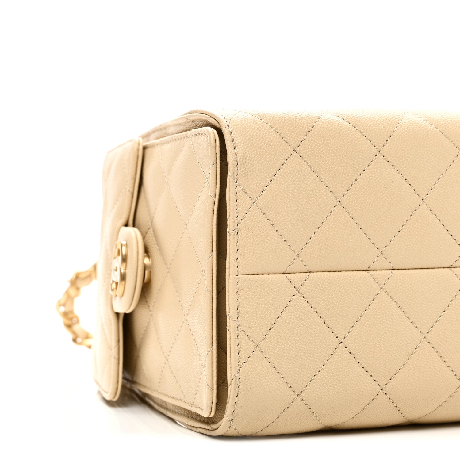 Caviar Quilted Small CHNL 25 Handbag Light Beige