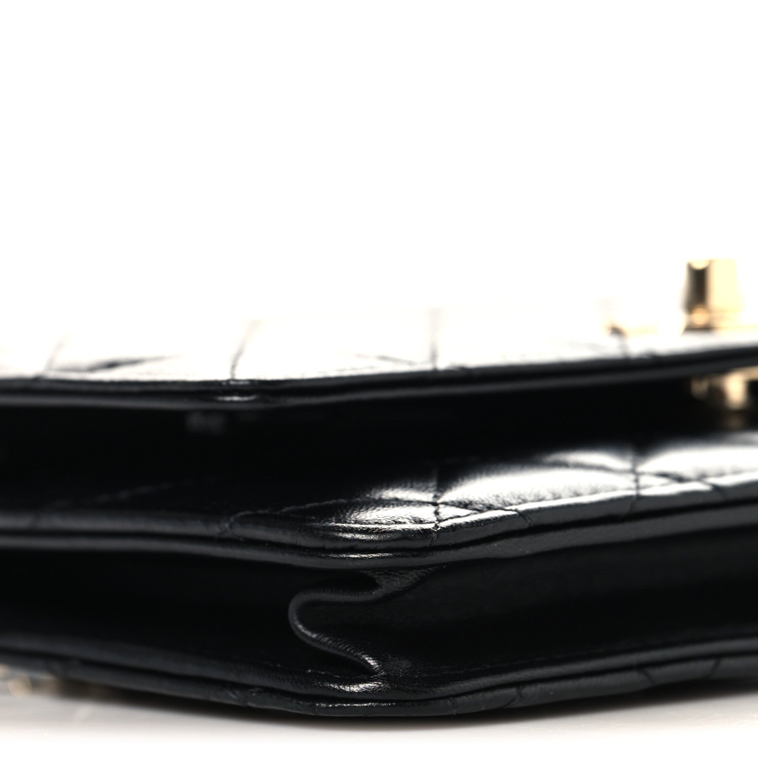 Lambskin Quilted Trendy CC Wallet On Chain WOC Black
