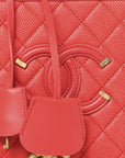 Caviar Quilted Medium CC Filigree Vanity Case Red