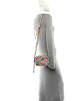 X KEN SCOTT Calfskin Matelasse Floral Print Mini GG Marmont Chain Shoulder Bag Ivory Pink