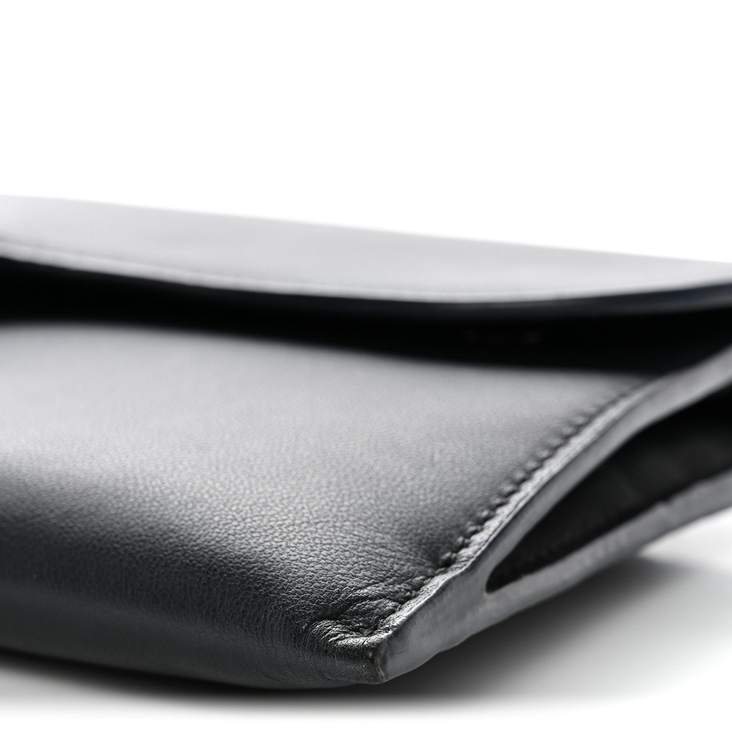Ultra Matte Calfskin Saddle Chain Wallet Pouch Black