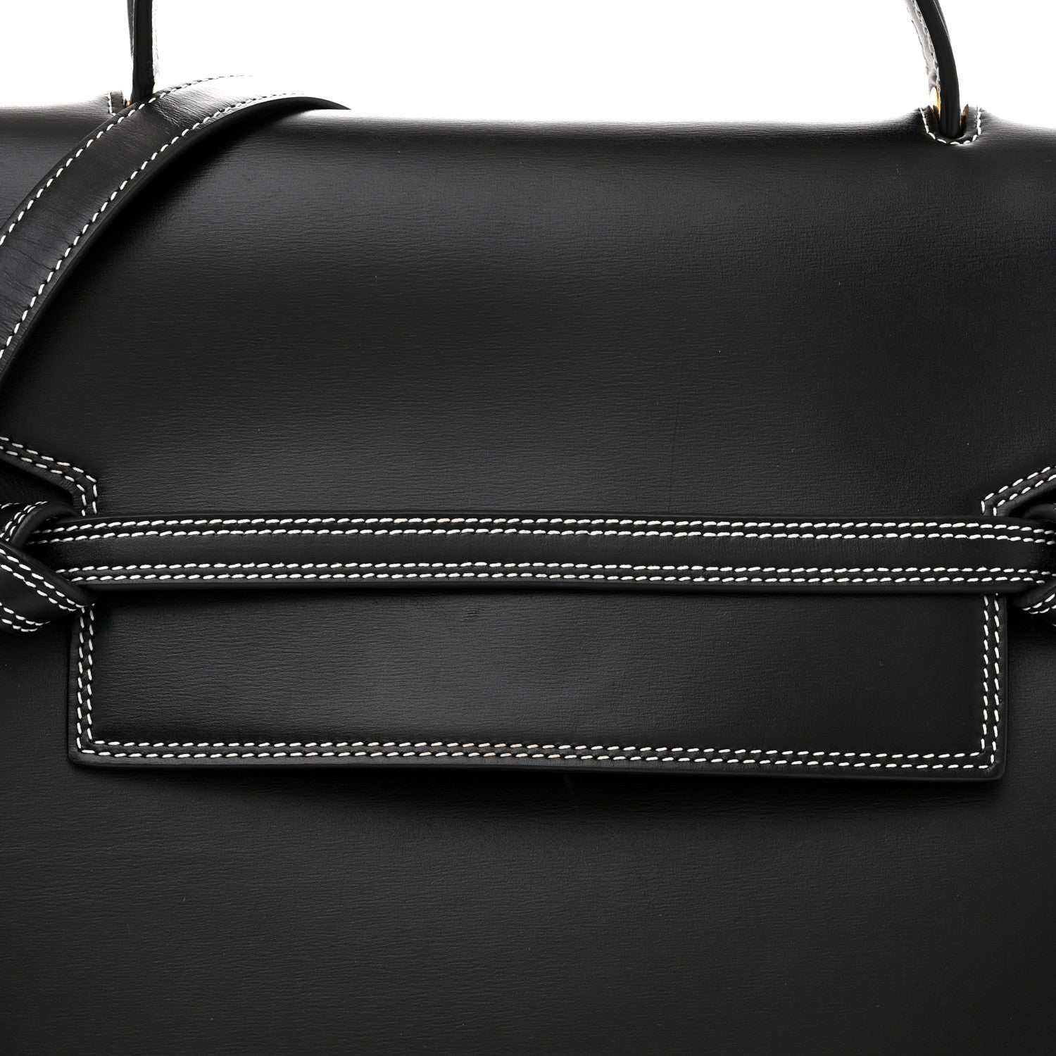 Smooth Calfskin Double Stitching Mini Belt Bag Black