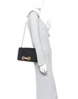 Calfskin Medallion Tribute Shoulder Bag  Black