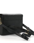 Lizard Embossed Crystal Embellished DG Millennials Mini Crossbody Bag Black