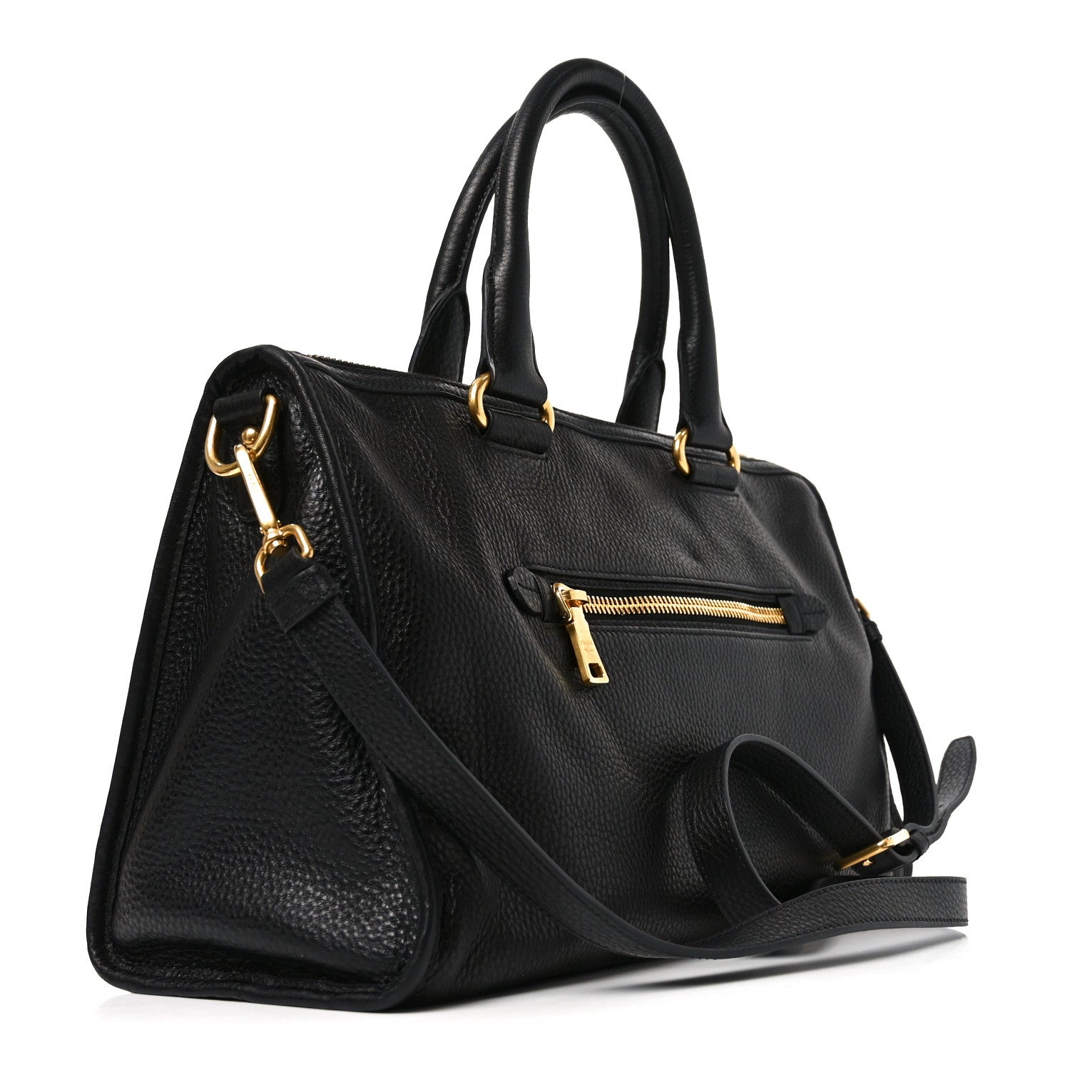 Vitello Daino Shopping Satchel Black
