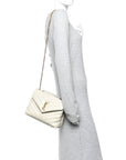 Calfskin Y Quilted Monogram Small Loulou Chain Satchel Blanc Vintage