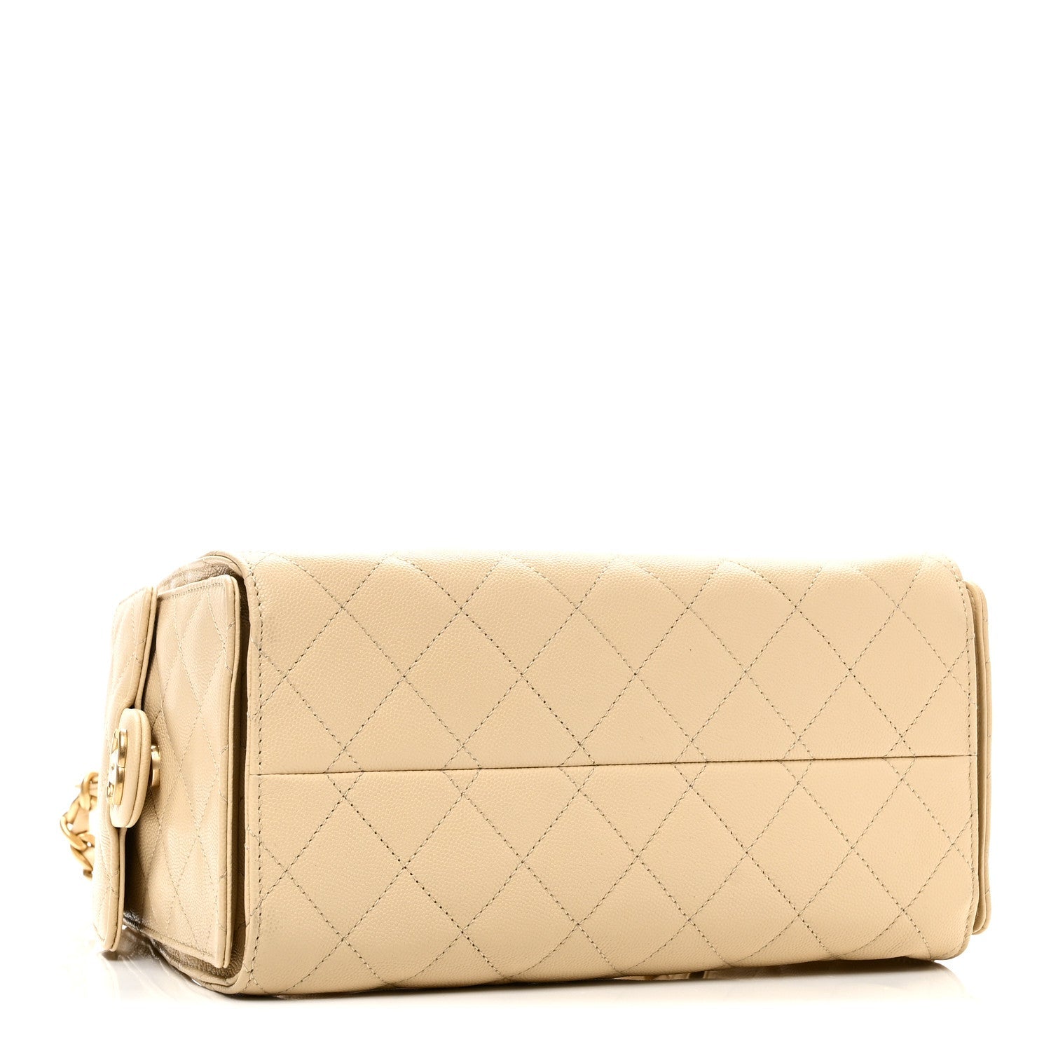 Caviar Quilted Small CHNL 25 Handbag Light Beige