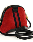 Suede Patent Web GG Small Ophidia Dome Shoulder Bag Hibiscus Red