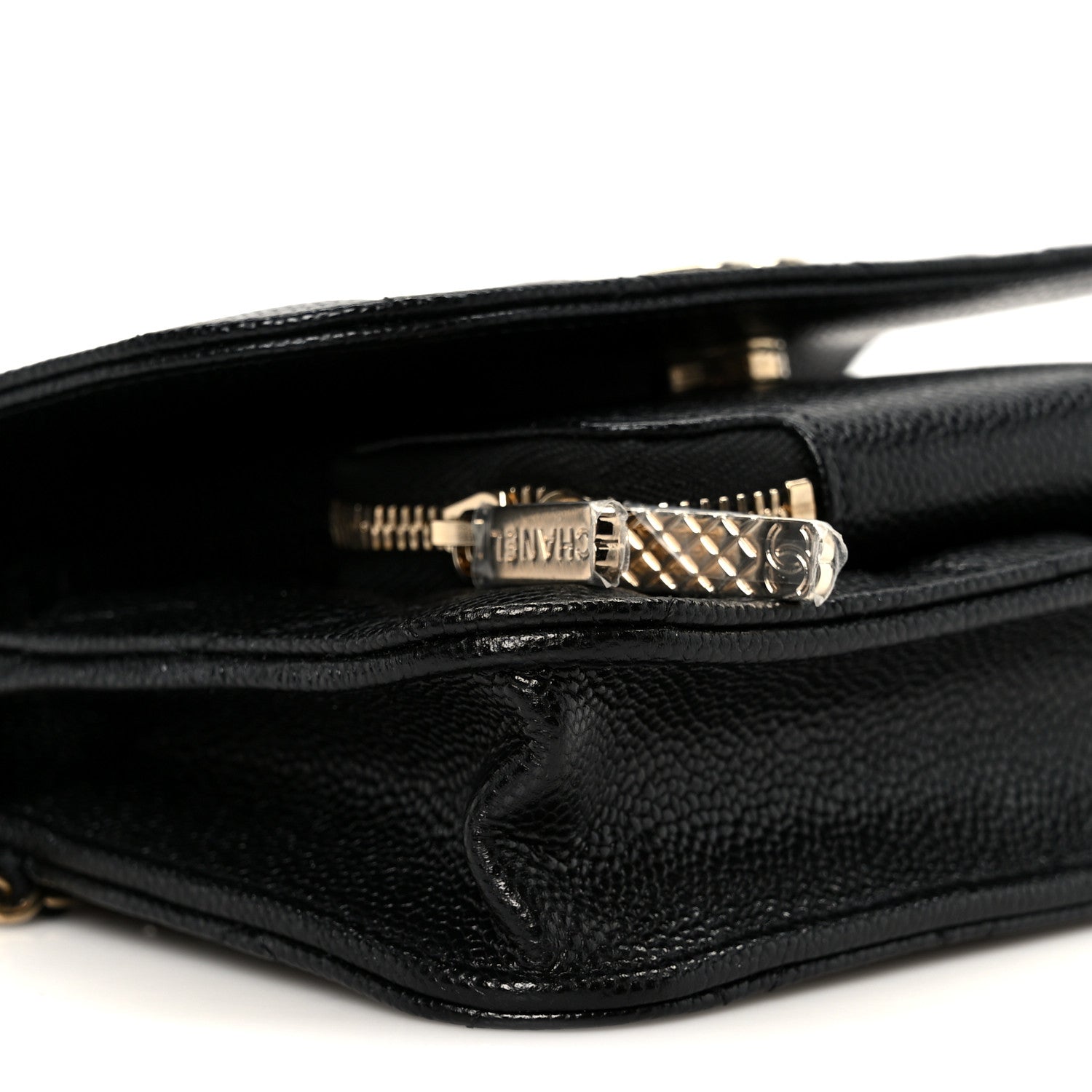 Caviar Quilted Business Affinity Clutch With Chain Black