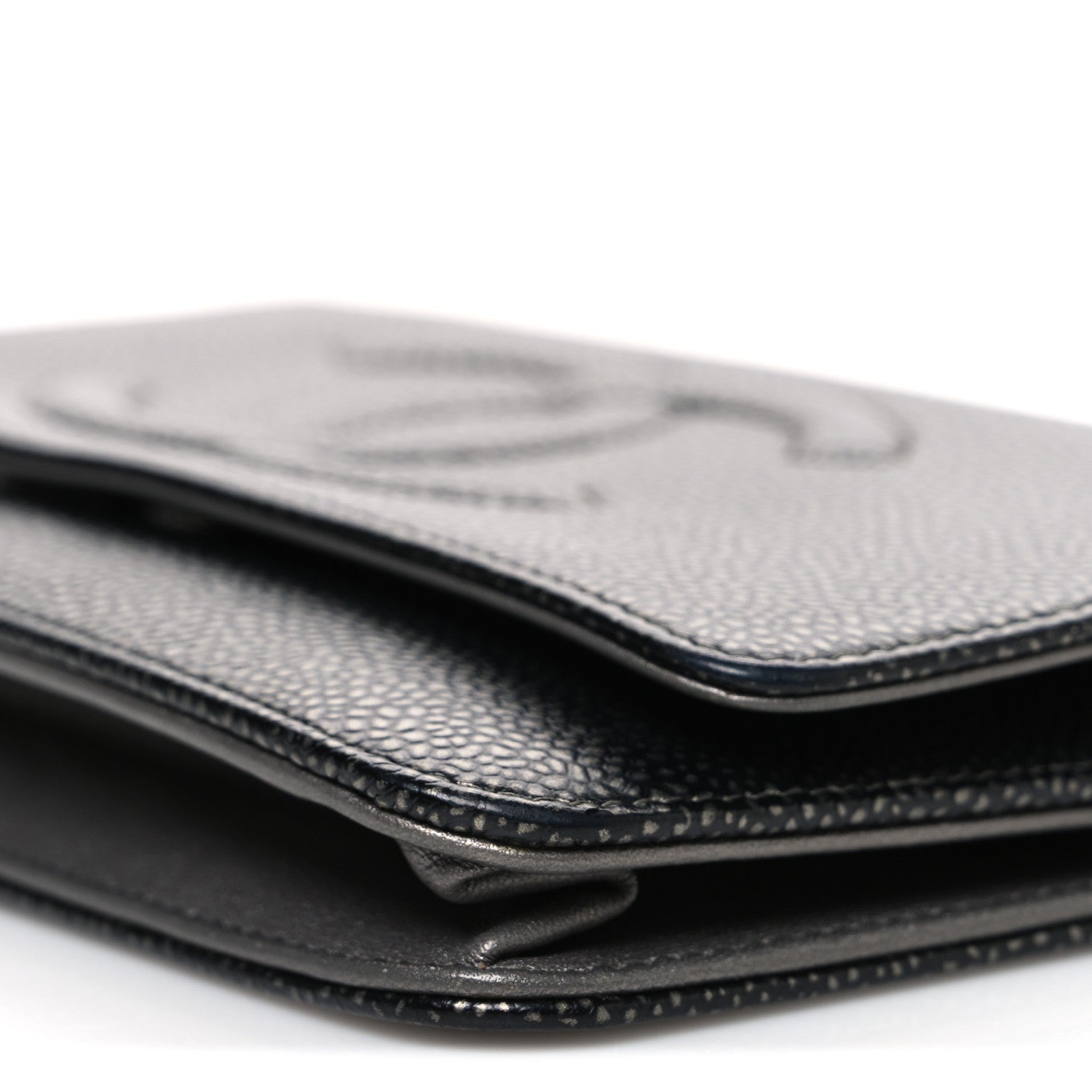 Metallic Caviar Timeless CC Wallet On Chain WOC Grey