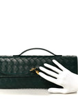Nappa Intrecciato Long Andiamo Top Handle Clutch Emerald Green