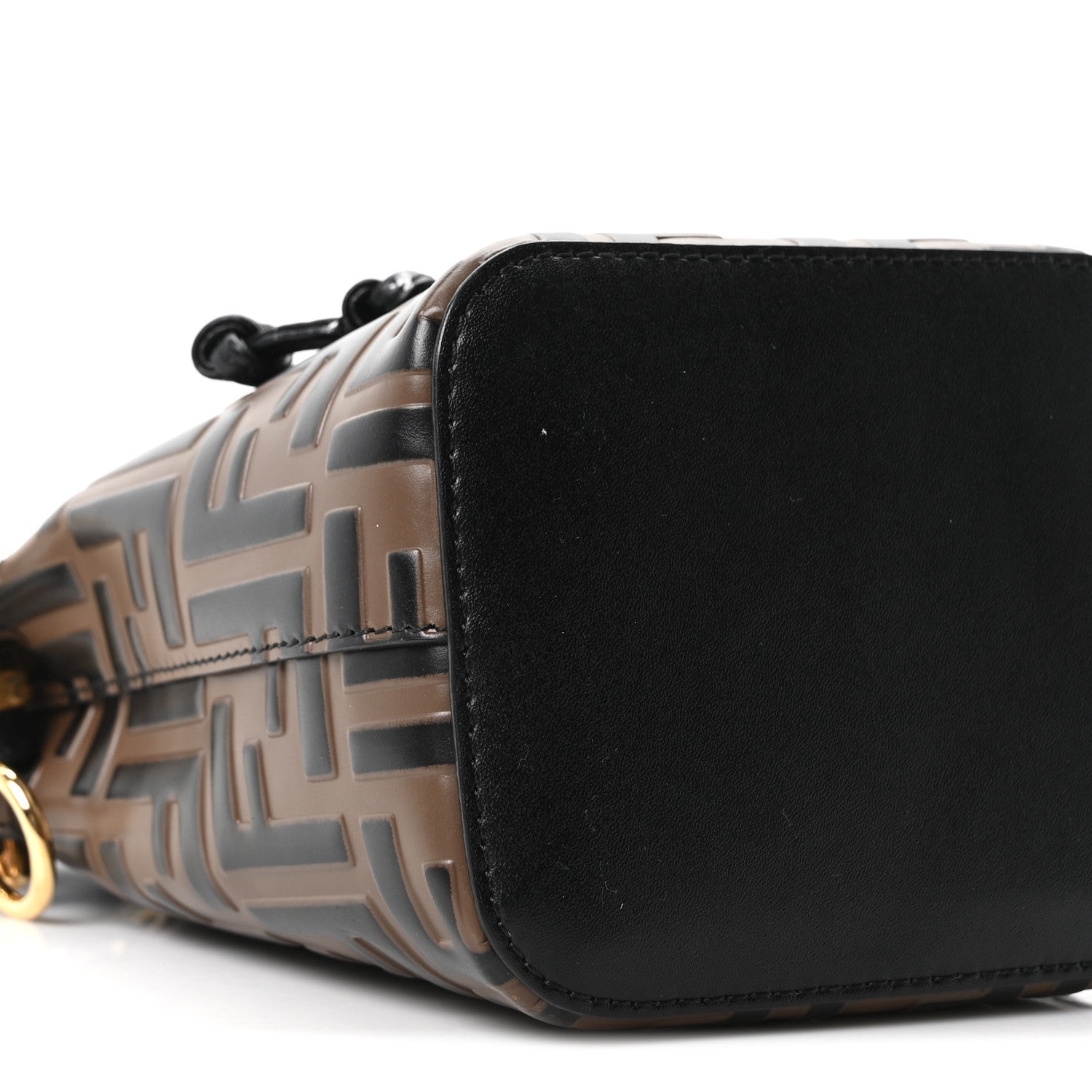 Vitello Liberty F is FNDI Bi-Color FF 1974 Embossed Mini Mon Tresor Bucket Bag Maya Black