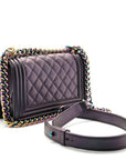 Iridescent Goatskin Quilted Small Boy Flap Purple