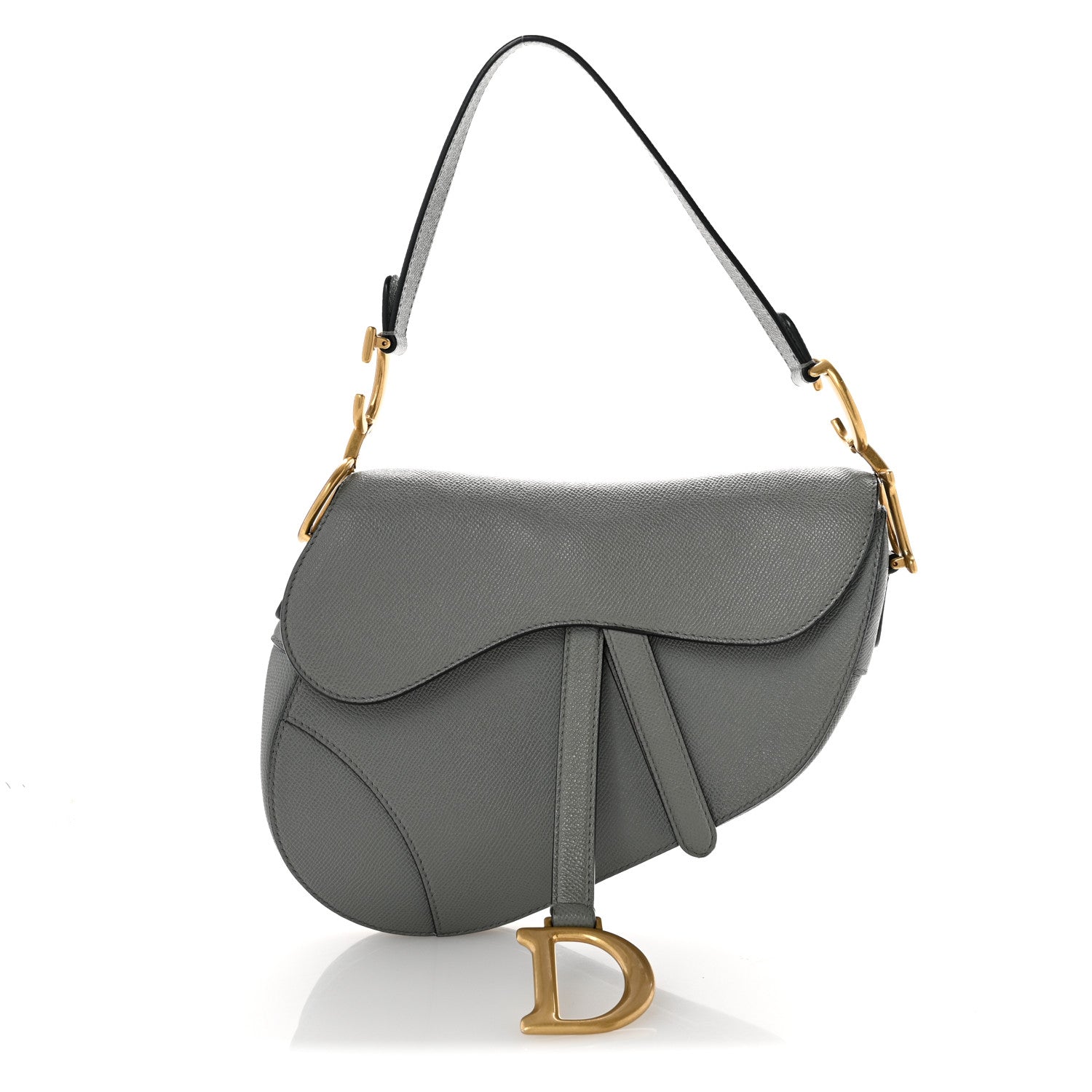 Grained Calfskin Saddle Bag Grey