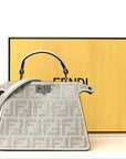 Iridescent Crystal Vitello Laminato Suede FF Petite Peekaboo I SEE U Satchel Cappuccino