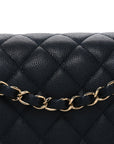 Caviar Quilted Medium Double Flap Navy