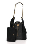 Washed Denim Quilted Medium CHNL 25 Handbag Black