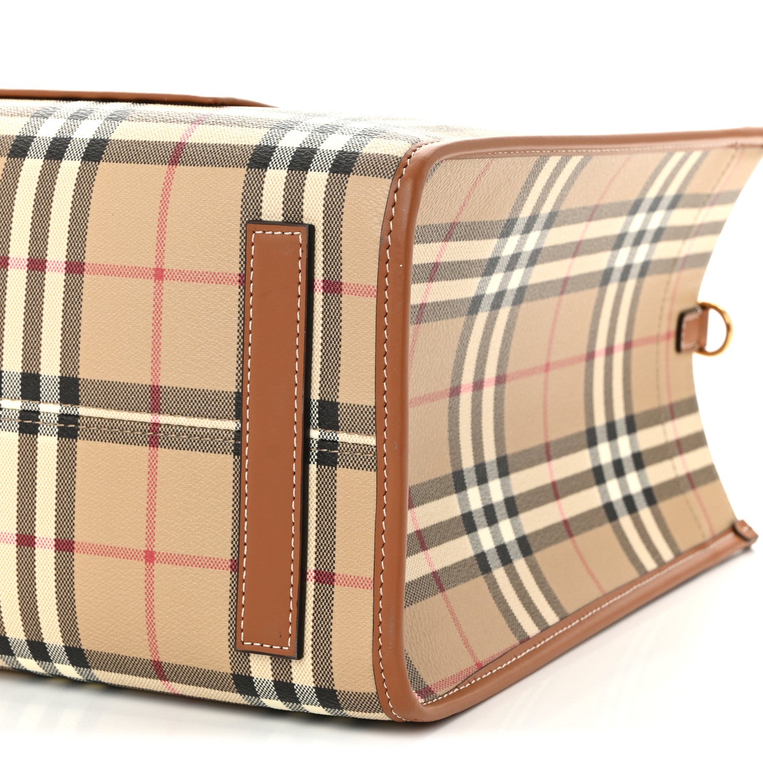 Canvas Vintage Check Calfskin Medium Freya Tote Briar Brown