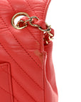 Lambskin Chevron Quilted Mini Rectangular Flap Coral