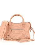 Matte Goatskin Rubber Covered Classic Hardware Mini City Rose Poudre